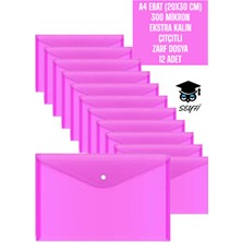 A4 Ebat (20X30 Cm) 300 Mikron Ekstra Kalın Plastik Çıtçıtlı Zarf Dosya 12 Adet
