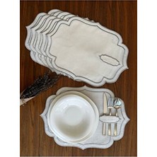 Nurhan Home Collection 6 Adet Çift Sıra Gümüş Nakışlı Kaşıklıklı Amerikan Servis Supla