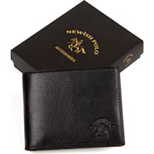 Newish Polo Erkek Hakiki Deri Cüzdan ve Kartlık - Siyah