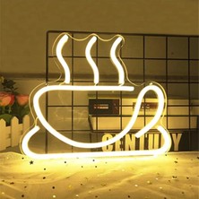 Coffee Veya Çay Neon LED Duvar Yazısı Dekoratif Duvar Aydınlatması Gece Lambası