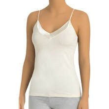 Öts Kadın Atlet Saten Yaka Ip Askılı (%90 Viskon - %10 Elastan)