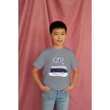 Bubuga Erkek Çocuk Pamuk Premium Lacivert Karavan Baskılı Kısa Kol Tshirt