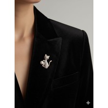 Huma Butik Takı Aksesuar Incili Kedi Figürlü Çelik Broş – Taşlı Zarif Tasarım