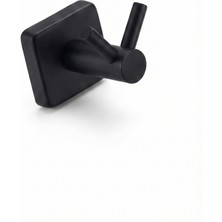 Enalburumtr Kare Mat Siyah 2'li Bornozluk / Banyo Askısı / Bornoz Askısı / Banyo&tuvalet Paslanmaz Çelik