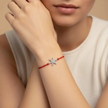 G&A Jewels 14K Altın Pırlantalı Kar Tanesi Kırmızı Ipli Bileklik