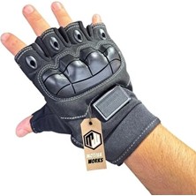 Flexshield Motosiklet Bisiklet Spor Korumalı Siyah Yarım Parmaksız Eldiven