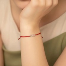 G&A Jewels 14K Altın Pırlantalı Sonsuzluk Kırmızı Ipli Bileklik