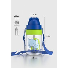 Renga Taffy Desenli 330 ml Askılı Pipetli Tritan Bebek Suluk 222056 Mavi