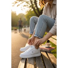 Enoch Suni Deri Beyaz Düz Tabanlı Erkek Casual Sneaker Ayakkabı