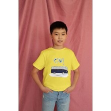 Bubuga Erkek Çocuk  Pamuk Premium Lacivert Karavan Baskılı Kısa Kol Tshirt