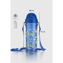 Renga Migo Ayıcık Desenli 300 ml Askılı Pipetli Pp Bebek Suluk 912013 Mavi