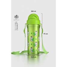 Renga Migo Zebra Desenli 300 ml Askılı Pipetli Pp Bebek Suluk 912013 Yeşil