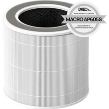 Dreo Macro AP505S Uyumlu Hava Temizleyici Filtresi – True Hepa + Aktif Karbon, %99,97 Filtreleme