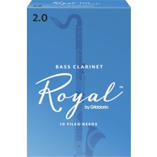 D'addario REB1020 Royal Bas Klarnet Kamışı No: 2.0 (Başlangıç/eğitim) - 10'lu Paket | Yumuşak Başlangıç Kamışı, Kolay Üfleme ve Net Artikülasyon