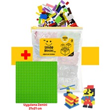 p parti oyunevi Smile Blocks Yeşil Zeminli 1000 Parça Fermuar Poşetli Mikro Blok Eğitici Oyuncak