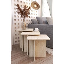 Pofitto Ti Def 3'lü Zigon Sehpa Seti Beyaz Yonga Levha ile Minimalist Stil ve Şık Dekor