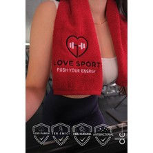 Velvettowels Nakışlı Sporcu Havlusu Pamuklu, Anti Bakteriyel, Ter Emici Fitness Plates Boks Tenis Spor Havlusu