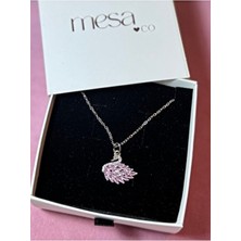 Mesaco Pembe Zirkon Taşlı Kuğu Model Çelik Kolye