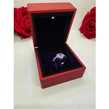 Hkn Avm Accessories Işıklı Kutuda Yüzük Kalpli Gümüş Pembe Ciddi Ilişki Yüzük Sevgiliye Hediye Yüzük
