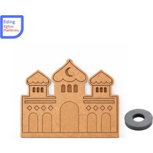 Eding Ramazan Ayı Temalı Cami Ahşap Magnet Mıknatıslı - Çoçuk Boyanabilir Stem Etkinlik Boyama Aktivitesi