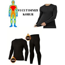 Momslab Sıcak Tutan Pamuklu Erkek Esnek  Siyah Termal Içlik Takım  -20 Dereceye Kadar  Tam Koruma