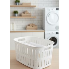 Buclee Premium 40 Litre Çamaşır Selesi - Beyaz Ergonomik Kirli Sepeti - Esnek ve Dayanıklı