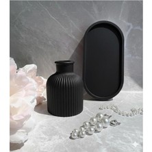 Modesta Home Minimal Seramik Vazo ve Oval Tepsi Seti – Modern & Bohem Masa Üstü Dekoru