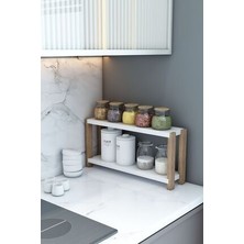 Jest Dekor Konsept Beril Beyaz Ahşap 2 Katlı Baharatlık, Organizer, Dekoratif Raf - Çok Amaçlı Kullanım - Kolay Montaj