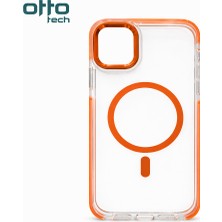 Otto Tech iPhone 15PRO Clear Magsafe Kılıf Şeffaf-Turuncu