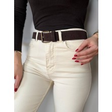 Size Özgü Kalın Kare Tokalı Acı Kahve Kemer