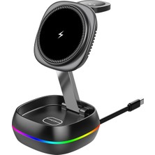 Wesdar WX681 Katlanabilir Kablosuz Şarj Standı 15W Rgb 3 In 1