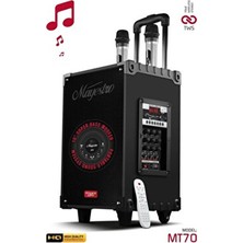 Meltobe Powerway MT70 Şarjlı Çift Mikrofonlu Karaoke Sistemi Taşınabilir Amfi Bluetooth Hoparlör
