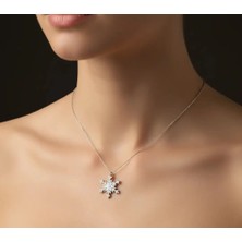 G&A Jewels 925 Ayar Gümüş Pırlanta Taşlı Kar Tanesi Kolye