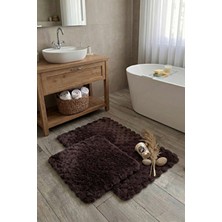 Zebra Casa Pansy 2'li Paspas Takımı Mürdüm Geometrik Desenli Yumuşak Polyester Özellikli