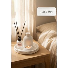 Zuri Design Bohem Beton Mumluk ve 50 ml Vanilya Oda Kokusu Seti - Dekoratif Tepsili Set