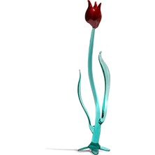 Lale Opak Kırmızı Renk Cam Sanatı El Yapımı