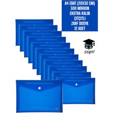 A4 Ebat (20X30 Cm) 300 Mikron Ekstra Kalın Plastik Çıtçıtlı Zarf Dosya 12 Adet