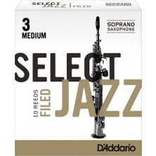 D'addario RSF10SSX3M Select Jazz Unfiled Soprano Saksafon Kamışı No: 3 Medium (Profesyonel/caz) - 10'lu Paket | Dengeli, Gür Ses ve Kararlı Üfleme Tepkisi