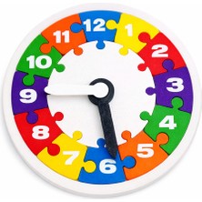 Lina Hobby Çocuklar Için Interaktif Saat Öğrenme Seti - Renkli Sayılar Puzzle Saat - Dayanıklı Pla