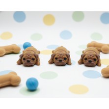 Lubıko Studıo 3'lü Set Mini Pug Köpek Figürü Yapışkanlı Telefon, Araba, Monitör Süsü Minyatür Sevimli Hediye Seti