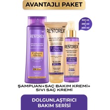Restorex Kolajen & Biotin Dolgunlaştırıcı Sıvı Saç Kremi + Şampuan + Saç Bakım Kremi