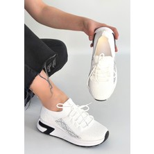 Zerenyus Belan Beyaz Triko Slip On Bağcıklı Spor Ayakkabı