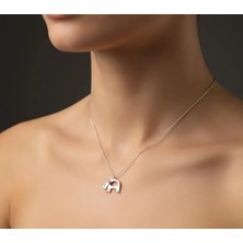 G&A Jewels 925 Ayar Gümüş Pırlanta Taşlı Fil Kolye