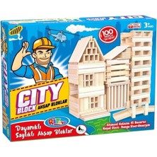 Nasyonel Toys City Block Ahşap Blok Oyuncak 100 Parça | Eğitici Doğal Ahşap Yapı Oyunu (3+ Yaş)