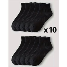 Çorap Çekmecesi Kısa Konç Kolej Çorap Modeli Unisex 10'lu Siyah