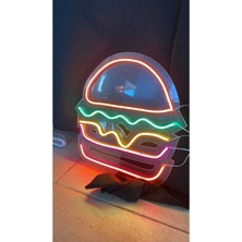 Hamburger Neon LED Duvar Tabela Pleksi