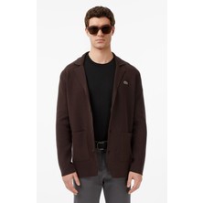 Lacoste Men's Classic Fit V Neck Cardigan Erkek Classic Fit V Yaka Triko Hırka Kahverengi