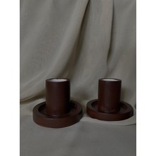 MumKusag Kahverengi Şamdan Iki Adet