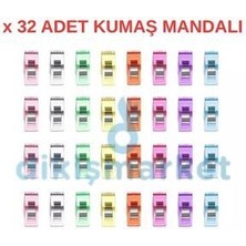 dm dikişmarket Dikiş Makine Çarşısı Singer Zetina Bındallı Janome 32 Adet Renkli Kumaş Mandalları (32 Adet)