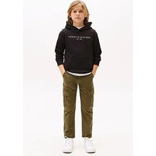 Tommy Hilfiger Unisex Çocuk Th Essential Hoodie Kapüşonlu Sweatshirt - Siyah